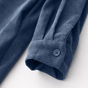 Buddha Stones Fall Plain Buttons Design Long Sleeve Corduroy Midi Dress With Pockets - image 9