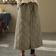 Buddha Stones Women's Plain Cotton Padded Thermal 7-8 Length Skirt With Pockets - image 1