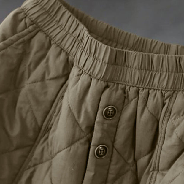 Buddha Stones Women's Plain Cotton Padded Thermal 7-8 Length Skirt With Pockets - image 3