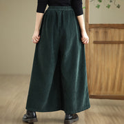 Buddha Stones Women's Pure Color Drawstring Design Wide Leg Corduroy Pants With Pockets - image 26