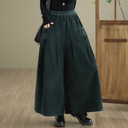 Buddha Stones Women's Pure Color Drawstring Design Wide Leg Corduroy Pants With Pockets - image 27