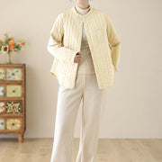 Buddha Stones Women's Stand Collar Simple Design Long Sleeve Thermal Cotton Jacket With Pocket - image 10