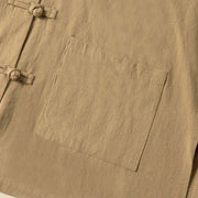 Buddha Stones Ethnic Frog-Button Long Sleeve Stand Collar Women's Cotton Shirt With Pockets - image 3