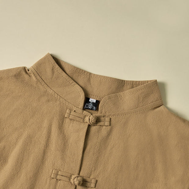 Buddha Stones Ethnic Frog-Button Long Sleeve Stand Collar Women's Cotton Shirt With Pockets - image 2