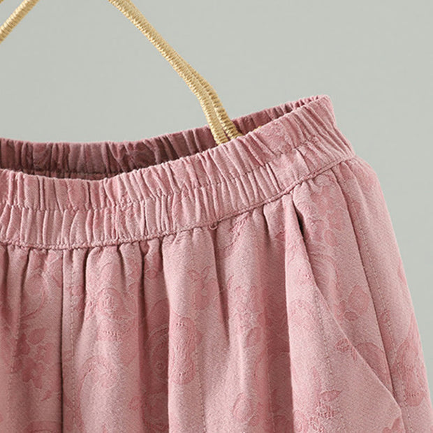 Buddha Stones Jacquard Cotton-padded Women's Wide Leg Thermal Ankle-Length Pants With Pockets - image 7