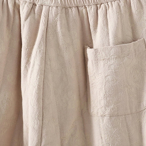 Buddha Stones Jacquard Cotton-padded Women's Wide Leg Thermal Ankle-Length Pants With Pockets - image 15