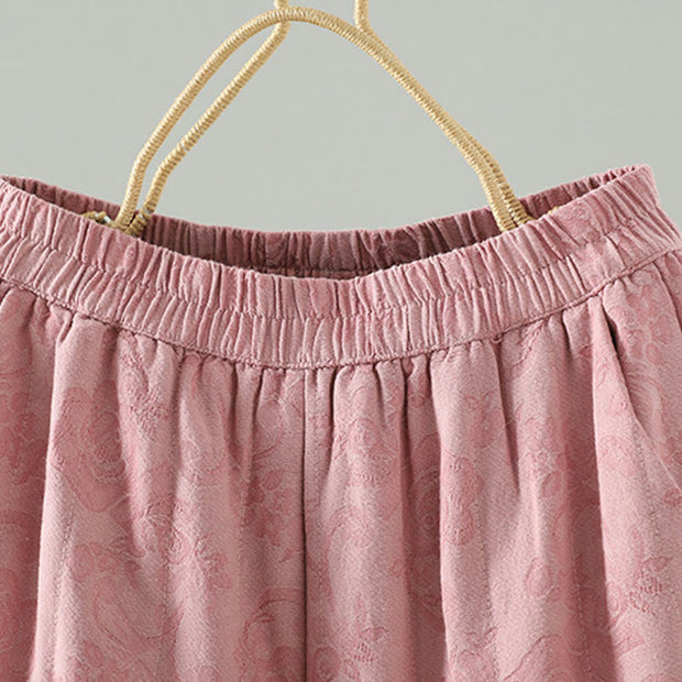 Buddha Stones Jacquard Cotton-padded Women's Wide Leg Thermal Ankle-Length Pants With Pockets - image 6