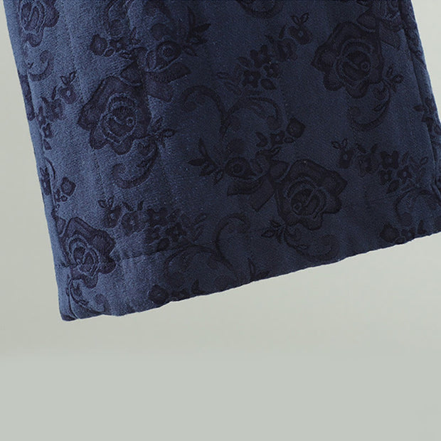 Buddha Stones Jacquard Cotton-padded Women's Wide Leg Thermal Ankle-Length Pants With Pockets - image 4