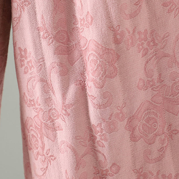 Buddha Stones Jacquard Cotton-padded Women's Wide Leg Thermal Ankle-Length Pants With Pockets - image 8