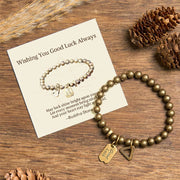 Buddha Stones "Wishing You Good Luck Always" Pure Copper Brass Bracelet Includes Gift Message Card - 7.9-8.3in(20-21cm) - Standard Gift Box - image 0
