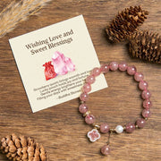 Buddha Stones "Wishing Love and Sweet Blessings" Quartz Bracelet Includes Gift Message Card - Strawberry Quartz(Love♥Healing) - Standard Gift Box - image 0