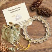 Buddha Stones "Blessings of Light and Protection" White Crystal Bracelet Includes Gift Message Card - White Crystal(Synthetic)(Protection♥Healing) - 14mm - Deluxe Gift Bag (+$12.59) - image 6