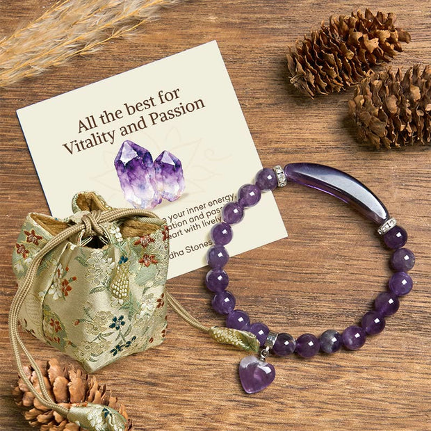 Buddha Stones "All the best for Calm and Wisdom" Amethyst Love Bracelet Includes Gift Message Card - Amethyst - Deluxe Gift Bag (+$12.59) - image 6