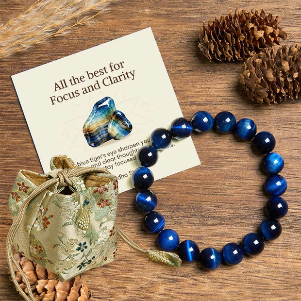 Buddha Stones "All the best for Focus and Clarity" Tiger Eye Bracelet Includes Gift Message Card - Blue Tiger Eye(Wrist Circumference: 14-16cm) - 12mm - Deluxe Gift Bag (+$12.59) - image 7