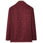 Buddha Stones Embroidery Pattern Stand Collar Long Sleeve Men's Tang Suit Jacket With Pockets - image 3
