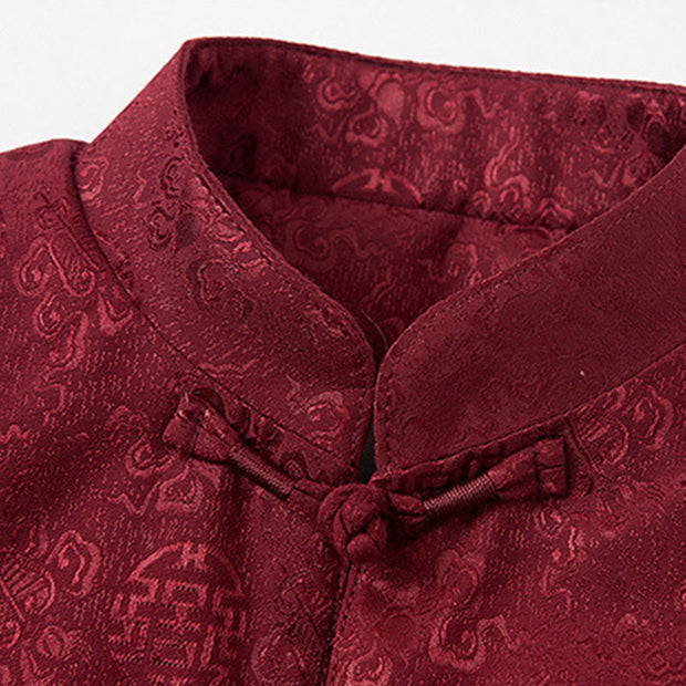 Buddha Stones Embroidery Pattern Stand Collar Long Sleeve Men's Tang Suit Jacket With Pockets - image 4