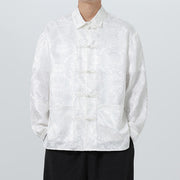 Buddha Stones Spring Jacquard Lapel Long Sleeve Men's Tang Suit Frog-Button Jacket With Pockets - image 28