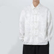 Buddha Stones Spring Jacquard Lapel Long Sleeve Men's Tang Suit Frog-Button Jacket With Pockets - image 20