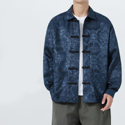 Buddha Stones Spring Jacquard Lapel Long Sleeve Men's Tang Suit Frog-Button Jacket With Pockets - image 1