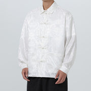 Buddha Stones Spring Jacquard Lapel Long Sleeve Men's Tang Suit Frog-Button Jacket With Pockets - image 27