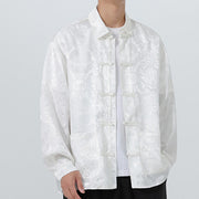 Buddha Stones Spring Jacquard Lapel Long Sleeve Men's Tang Suit Frog-Button Jacket With Pockets - image 26