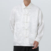 Buddha Stones Spring Jacquard Lapel Long Sleeve Men's Tang Suit Frog-Button Jacket With Pockets - image 23