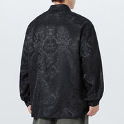 Buddha Stones Spring Jacquard Lapel Long Sleeve Men's Tang Suit Frog-Button Jacket With Pockets - image 16