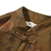 Buddha Stones Spring Printed Floral Pattern Men's Chinese Frog-button Long Sleeve Cotton Jacket - image 20