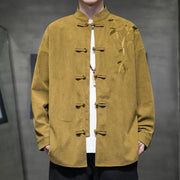 Buddha Stones Spring Chinese Embroiderd Bamboo Men's Frog-button Long Sleeve Cotton Corduroy Jacket - image 9