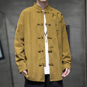 Buddha Stones Spring Chinese Embroiderd Bamboo Men's Frog-button Long Sleeve Cotton Corduroy Jacket - image 10