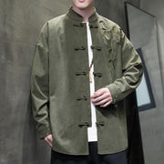 Buddha Stones Spring Chinese Embroiderd Bamboo Men's Frog-button Long Sleeve Cotton Corduroy Jacket - image 5