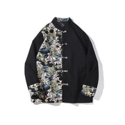 Buddha Stones Printed Color Contrast Dragon Pattern Frog-button Long Sleeve Men's Cotton Jacket - image 20