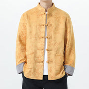 Buddha Stones Fall Jacquard Bamboo Frog-button Long Sleeve Men's Cotton Jacket With Pockets - image 0