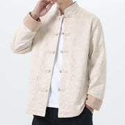 Buddha Stones Fall Jacquard Bamboo Frog-button Long Sleeve Men's Cotton Jacket With Pockets - image 20