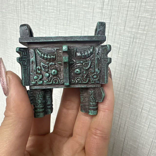 Buddha Stones FU Dogs Twins Buddha Square Ding Design Refrigerator Fridge Magnet Home Decoration - Square Ding 6*5*2.5 cm(With Back Magnetic) - image 3