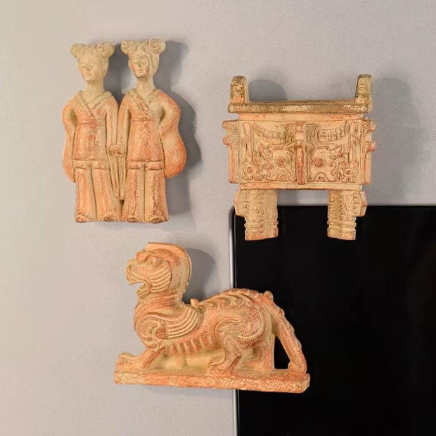 Buddha Stones FU Dogs Twins Buddha Square Ding Design Refrigerator Fridge Magnet Home Decoration - image 5