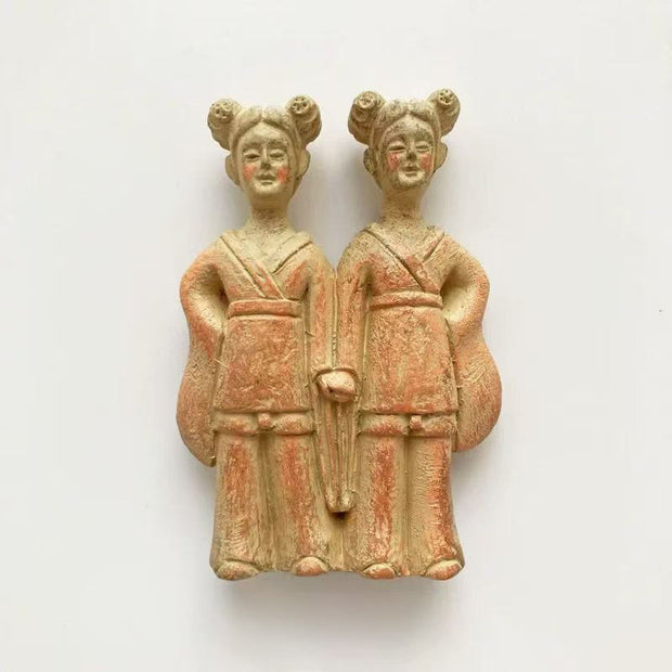 Buddha Stones FU Dogs Twins Buddha Square Ding Design Refrigerator Fridge Magnet Home Decoration - Twins 5.5*8*2 cm(With Back Magnetic) - image 1