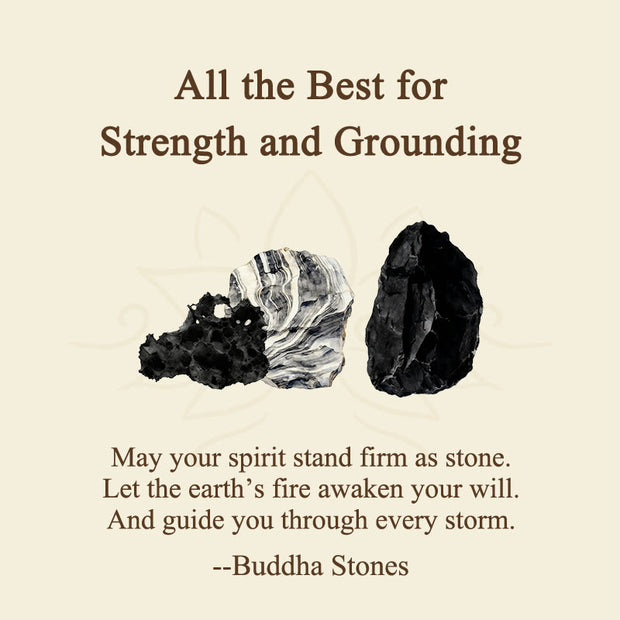 Buddha Stones "All the Best for Strength and Grounding" Obsidian Bracelet Includes Gift Message Card - image 2