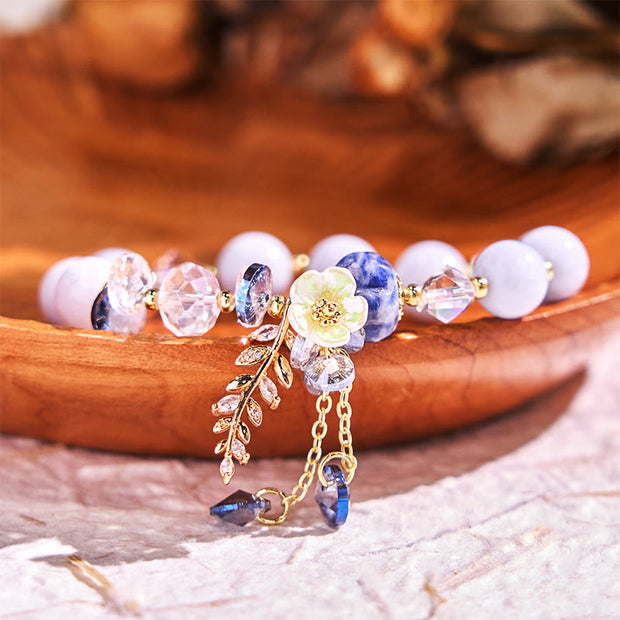 Buddha Stones "Sending You Peace and Grace" Blue Crystal Flower Bracelet Includes Gift Message Card - image 10