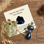 Buddha Stones "May the Stars Guide Your Dreams" Cat Sandstone Necklace Includes Gift Message Card - Blue Sandstone - Deluxe Gift Bag (+$12.59) - image 5