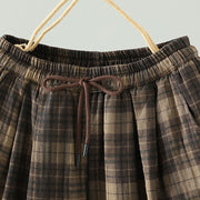 Buddha Stones Multi-color Plaid Pattern Cotton-padded Women's Harem Thermal Pants With Pockets - image 2