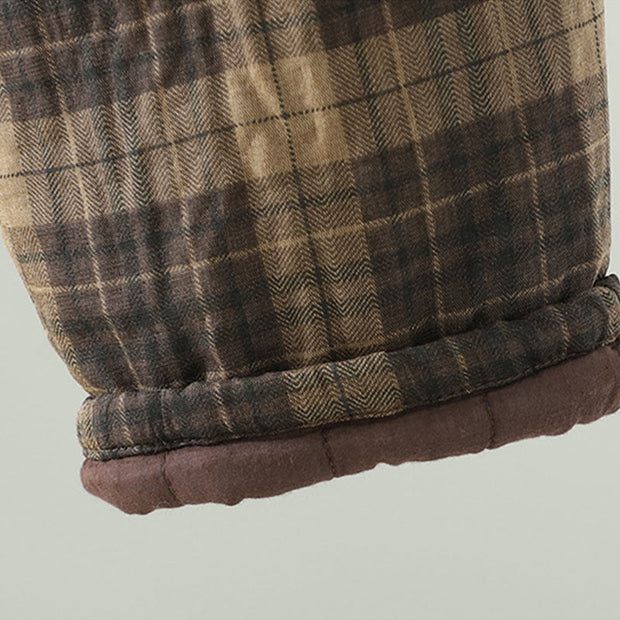 Buddha Stones Multi-color Plaid Pattern Cotton-padded Women's Harem Thermal Pants With Pockets - image 8