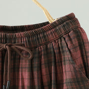 Buddha Stones Multi-color Plaid Pattern Cotton-padded Women's Harem Thermal Pants With Pockets - image 12