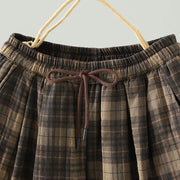 Buddha Stones Multi-color Plaid Pattern Cotton-padded Women's Harem Thermal Pants With Pockets - image 3