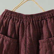 Buddha Stones Daily Plain Drawstring Design Women's Harem Elastic Waist Cotton Pants With Pockets - image 9