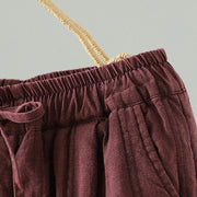 Buddha Stones Daily Plain Drawstring Design Women's Harem Elastic Waist Cotton Pants With Pockets - image 10