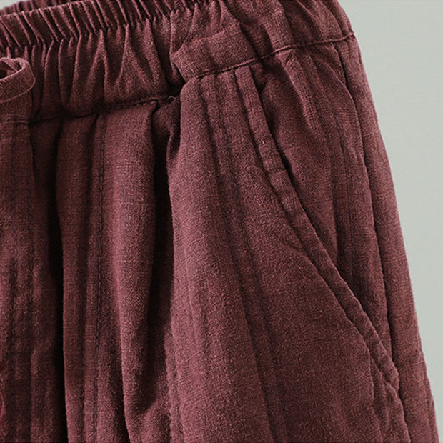 Buddha Stones Daily Plain Drawstring Design Women's Harem Elastic Waist Cotton Pants With Pockets - image 11