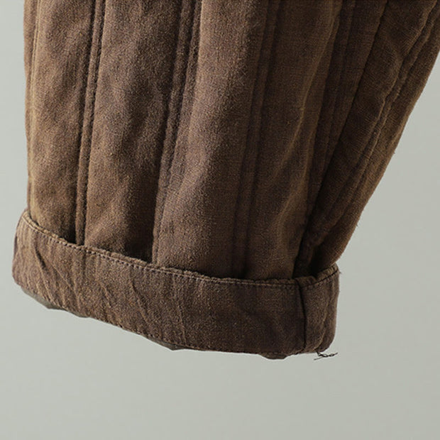 Buddha Stones Daily Plain Drawstring Design Women's Harem Elastic Waist Cotton Pants With Pockets - image 4