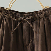 Buddha Stones Daily Plain Drawstring Design Women's Harem Elastic Waist Cotton Pants With Pockets - image 1