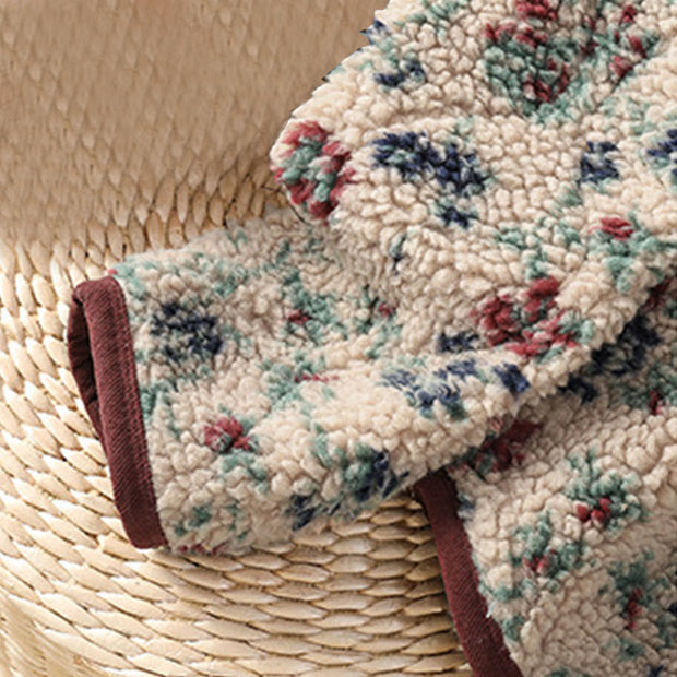 Buddha Stones Women's Cotton Flower Pattern Buttons Design Long Sleeve Thermal Jacket With Pockets - image 7